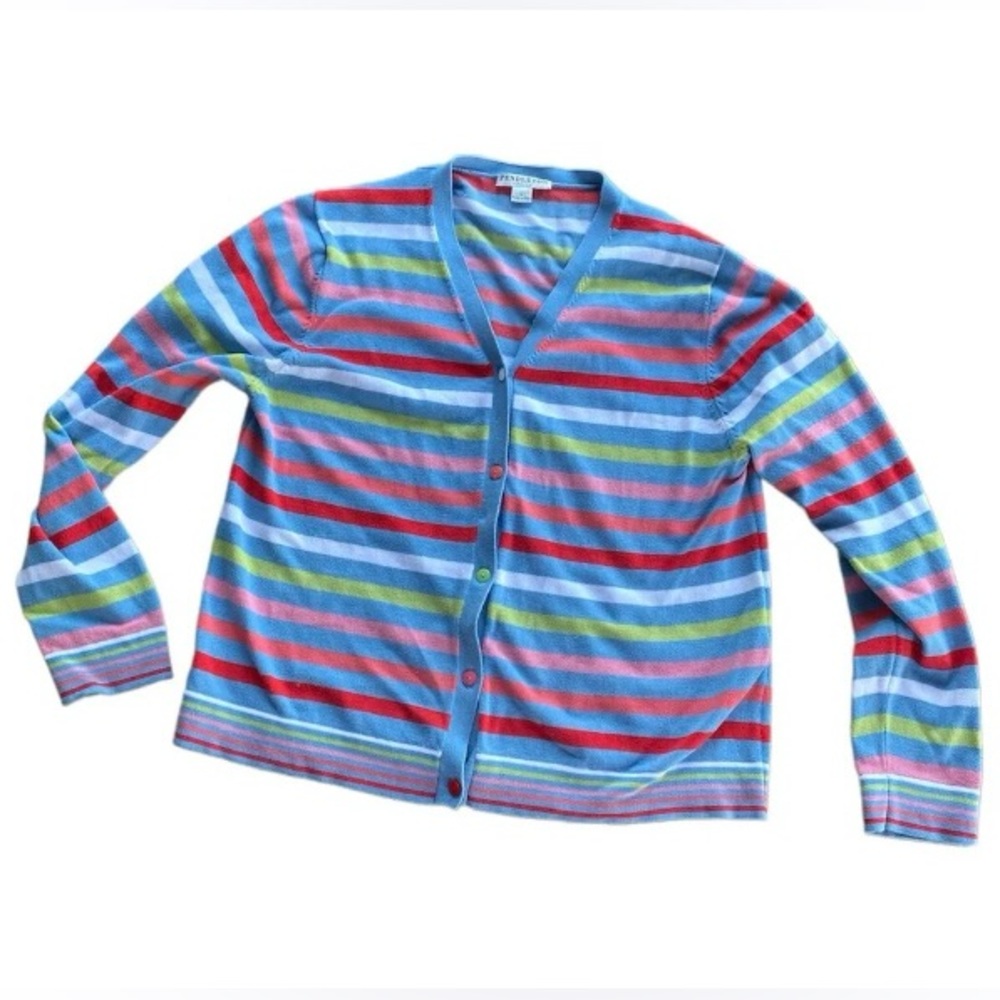 Pendleton Cardigan Sweater Women's Size Petite Large Lightweight Spring Rainbow